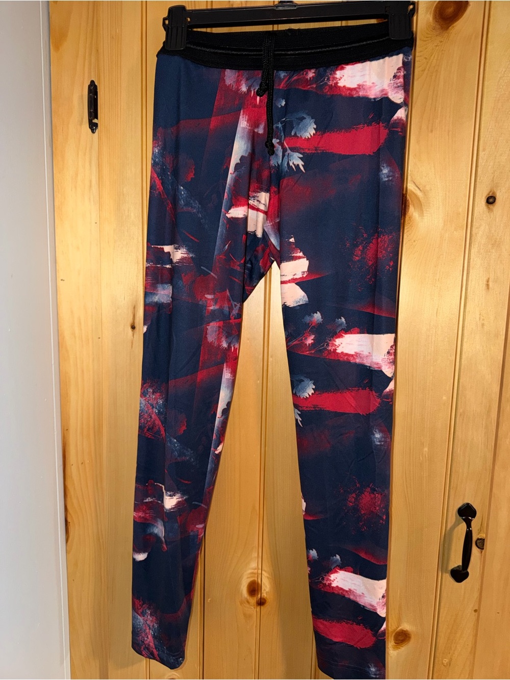 Adidas Floral Print Leggings in Navy, Red & White- Womens Size Xtra Small